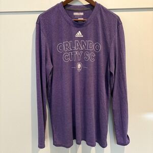 Orlando City SC Shirt Mens XL Purple MLS Soccer Adidas Aeroknit Long Sleeve